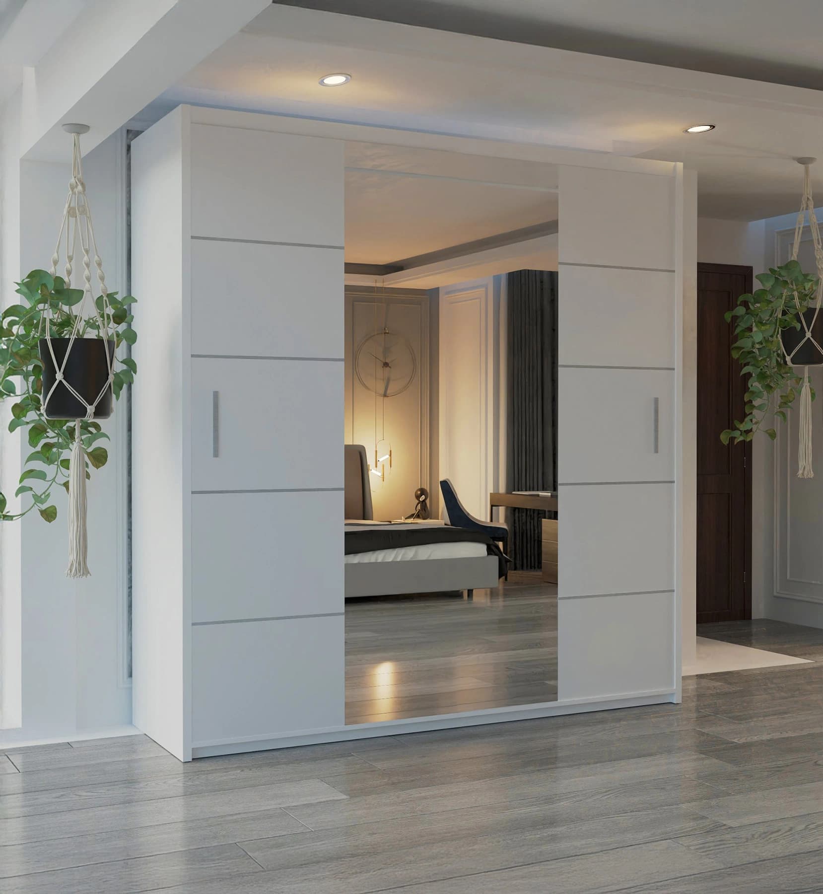 Scandinavian minimalist furniture collection in light oak