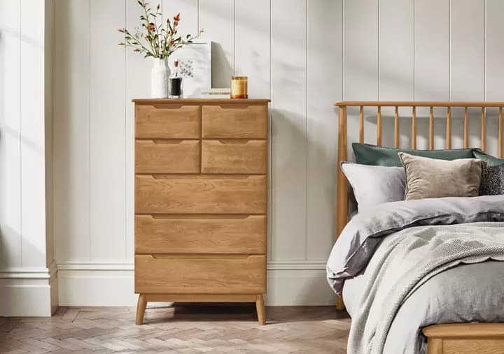 Scandinavian minimalist furniture collection in light oak