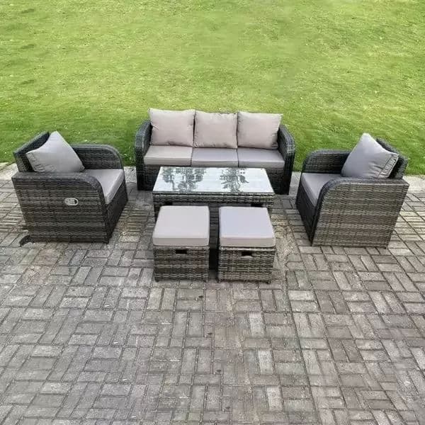 Outdoor Garden Fimous 7-Seater Reclining Rattan Set