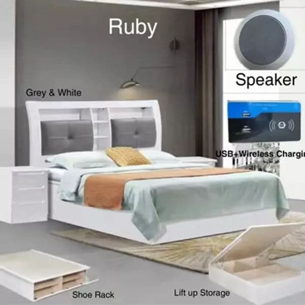 RUBY GREY HIGH GLOSS BED