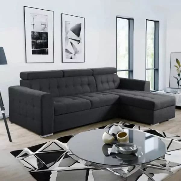 LYON L SHAPED SOFA SET DARK GREY