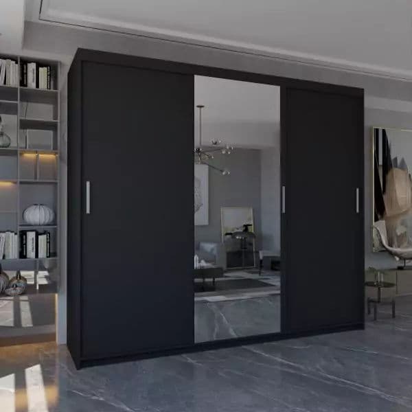 MIAMI BLACK WARDROBE 250cm