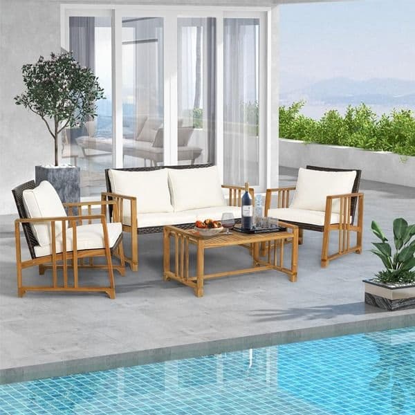 4-Seater Rattan Garden Furniture Set