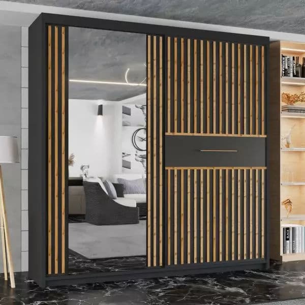 Estonia 2 Door Sliding Wardrobe Black 150/203cm