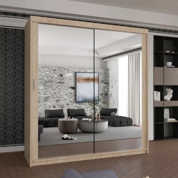 HOUSTON OAK SLIDING WARDROBE 100cm/120cm/150cm/180cm/203cm