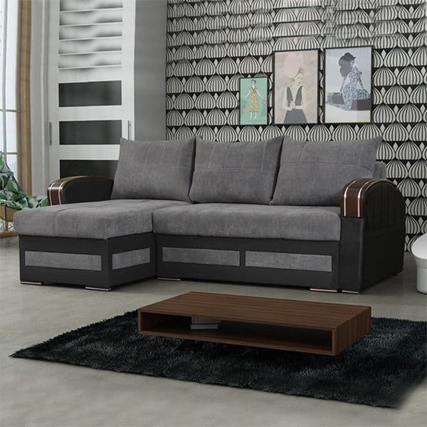 KEWIN GREY L-SHAPE SOFA BED