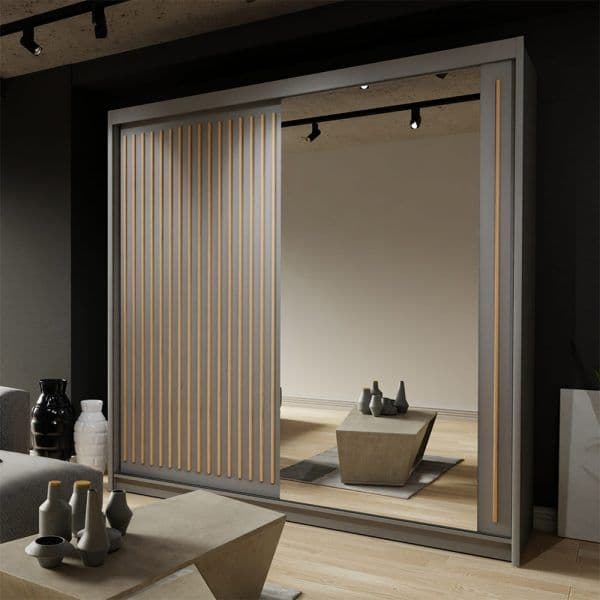 ROYAL GREY/OAK WARDROBE 150cm/203cm