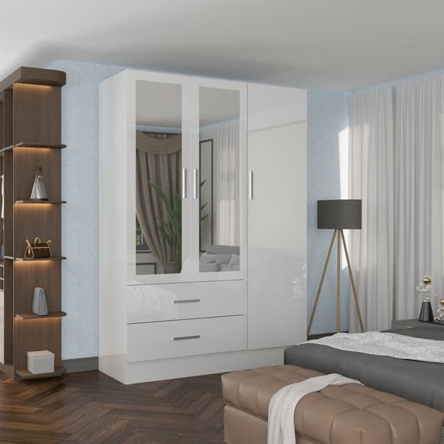 3 Door High Gloss Wardrobe
