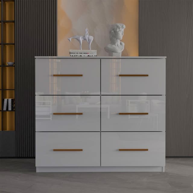 3+3 White High Gloss Drawers