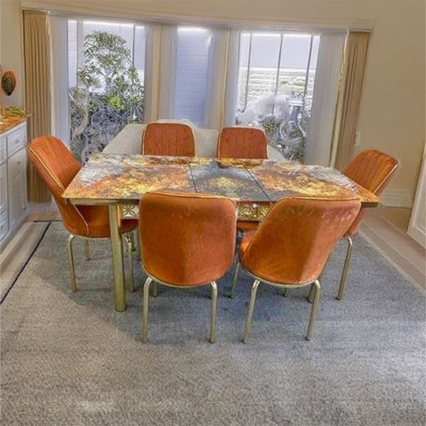 Moscow Orange and Gold Table with Chairs
