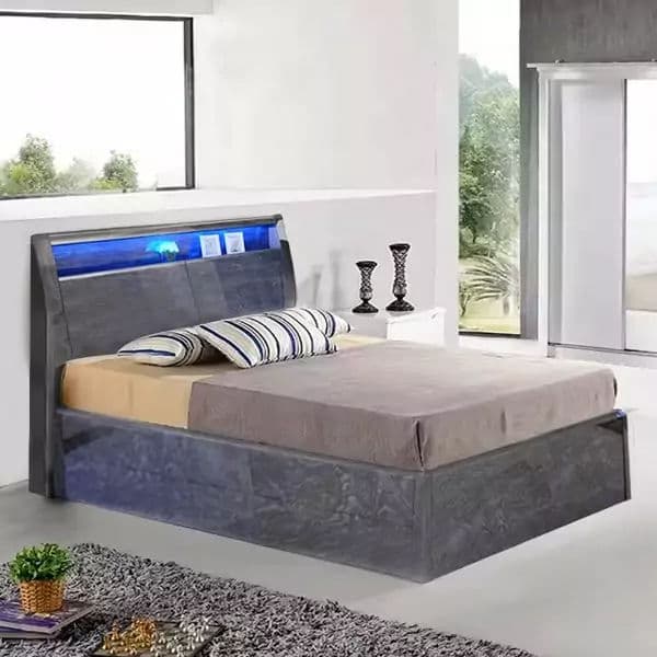 RUGBY GREY HIGH GLOSS BED