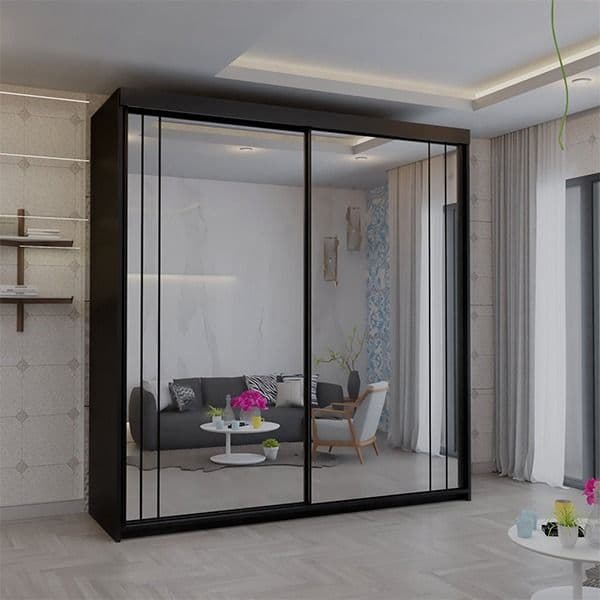 Serbia Black Sliding Wardrobe 150cm/200cm