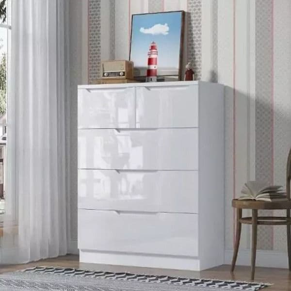 Modern High Gloss Cabinet with 5 Drawers