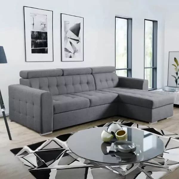 LYON L SHAPED SOFA SET LIGHT GREY