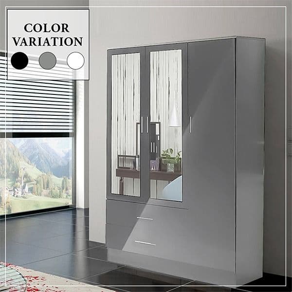 Bobby Grey 3 Door High Gloss Wardrobe