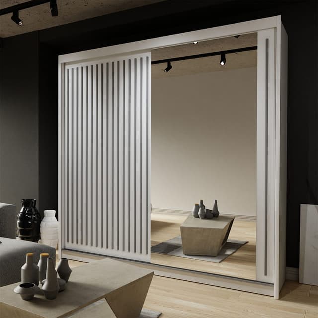 ROYAL WHITE/GREY WARDROBE 150cm/203cm