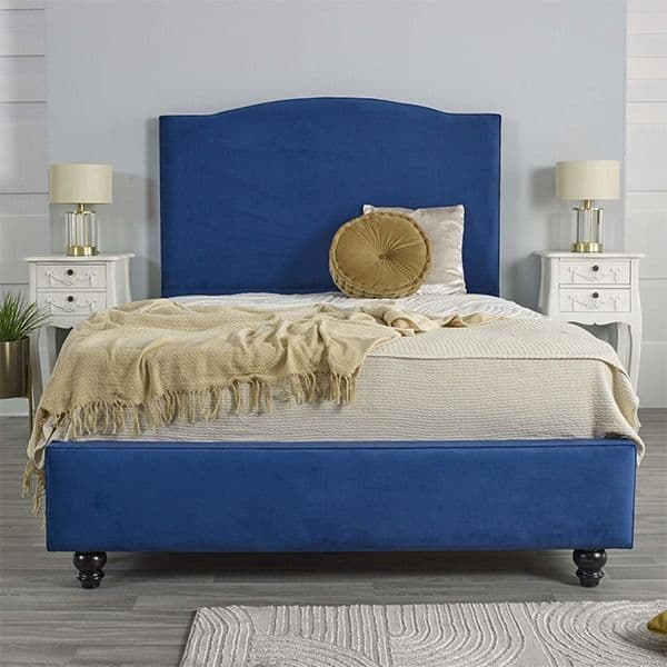 Classic Blue Fabric Bedroom Single, Double, King Size, Super King Bed