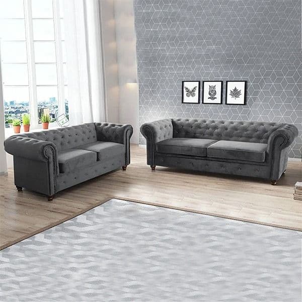 HERO CHESTERFIELD GREY 3+2 SOFA