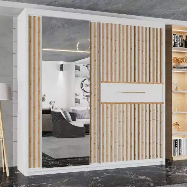 Estonia 2 Door Sliding Wardrobe White 150/203cm