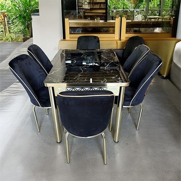 Moscow Black and Gold Table with Chairs