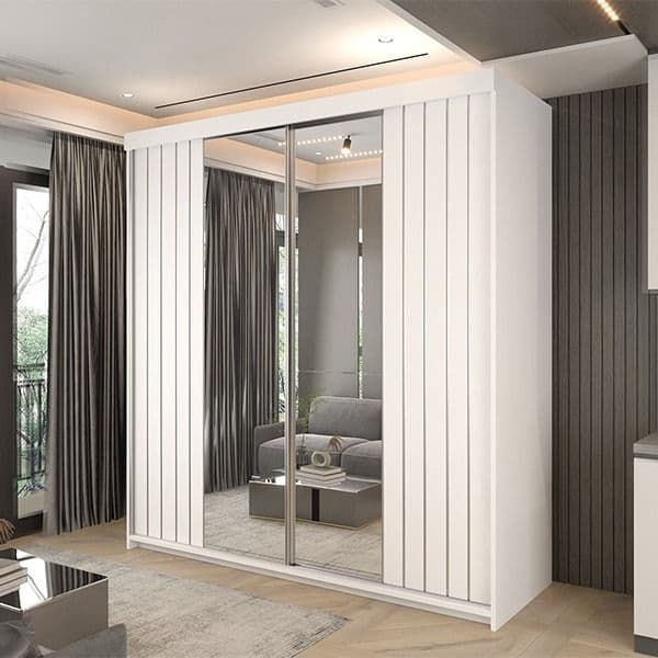 Marbella White Sliding Wardrobe 150cm/200cm