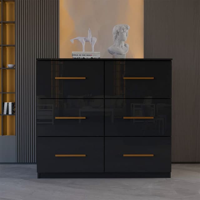 3+3 Chest High Gloss Drawers