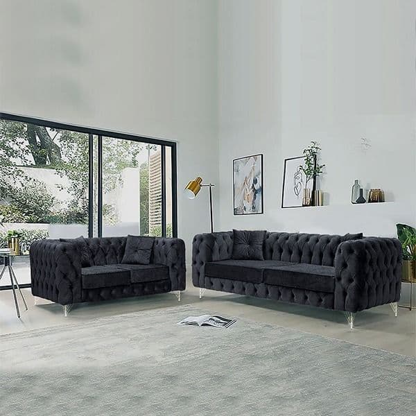 Chicago Black 3+2 Chesterfield Sofa Set