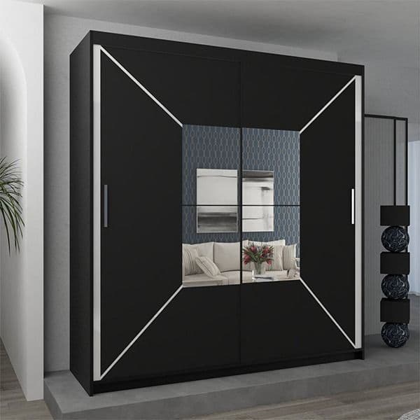 NICOLE BLACK WARDROBE 120cm/150cm/180cm/203cm