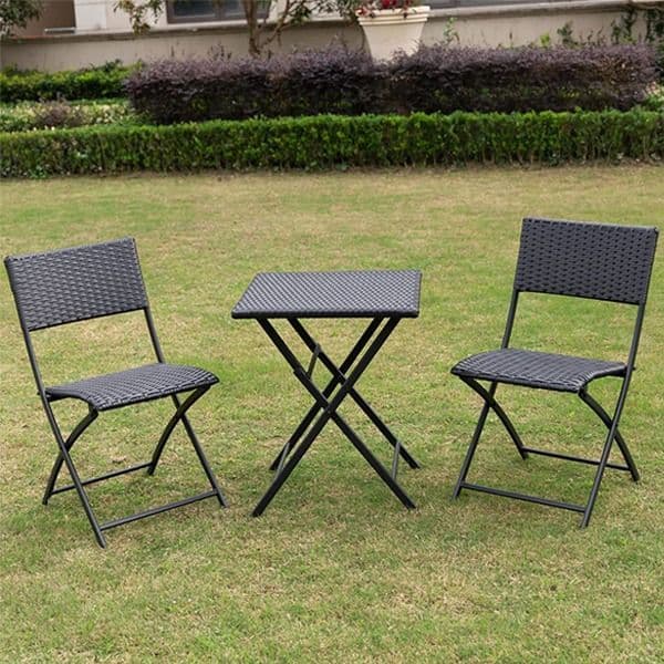 Rattan Bistro Set Includes a Table And Two Chairs