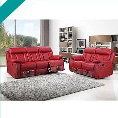 Chicago Bonded Red Recliner Sofa 3 2, Leather Recliner Sofa Set Uk