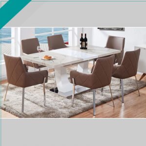 LIYANA BROWN TABLE WITH 6 CHAIR