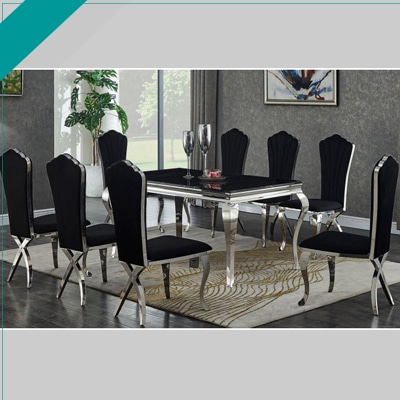 CLARA BLACK TABLE WITH 8 CHAIR