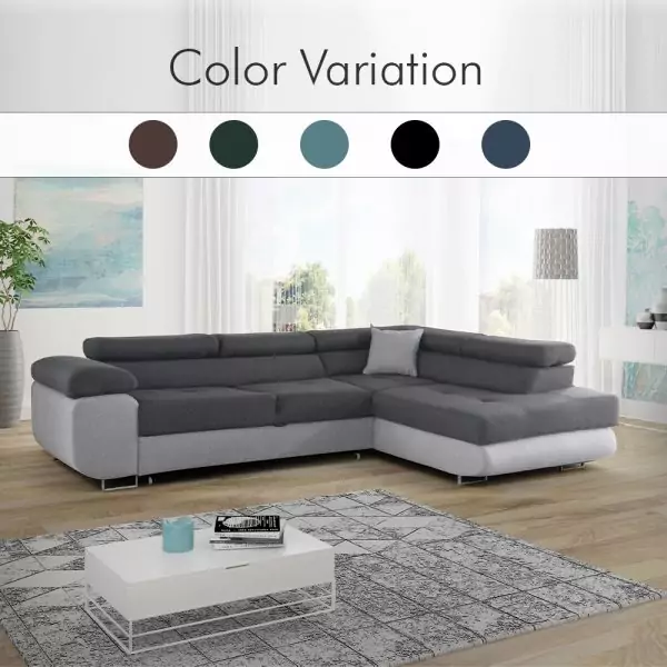 LIDO Grey Corner Sofa Bed Colors Variation