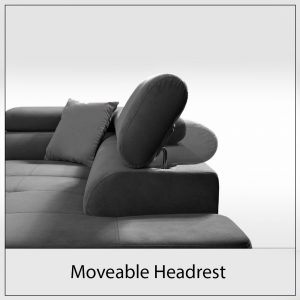 LIDO Grey Corner Sofa Bed Moveable Headrest