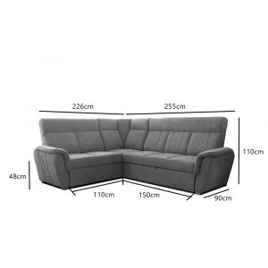 SELLY GREY LARGE CORNER SOFA DIMENTION