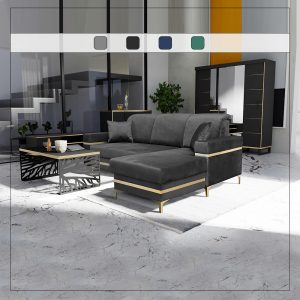 Florence Black Gold Corner Sofa Bed Color Variation