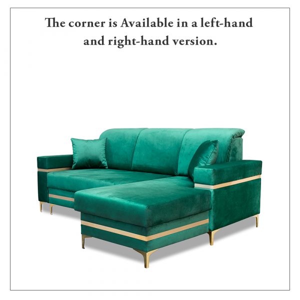 Florence Green Gold Corner Sofa Bed Left and right