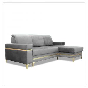 FLORENCE GREY GOLD CORNER SOFA BED RIGHT ARM REST