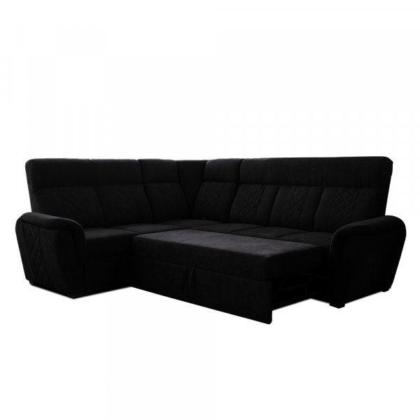 SELLY BLACK LARGE CORNER SOFA BED