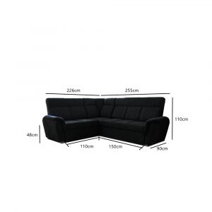 SELLY BLACK LARGE CORNER SOFA DIMENTIONS
