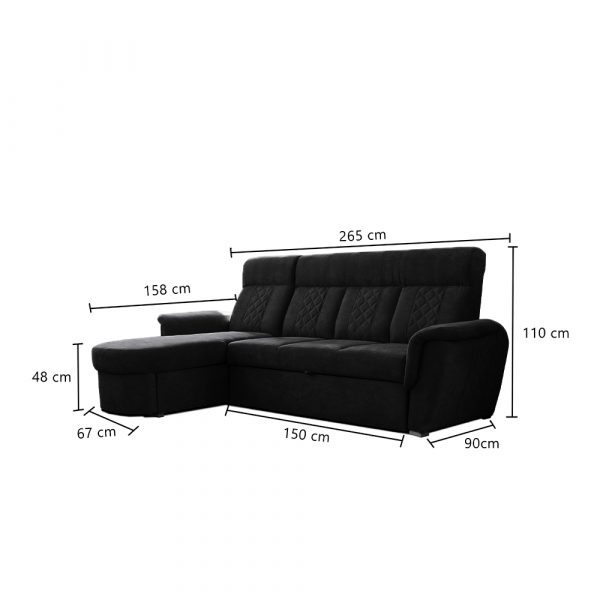 SELLY BLACK SMALL SOFA BED DIMENTION