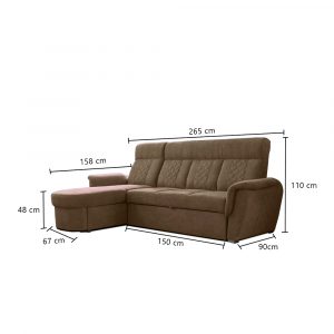 SELLY BROWN SMALL SOFA BED DIMENTION
