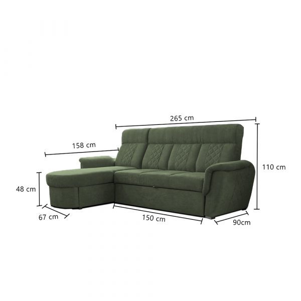 SELLY GREEN SMALL SOFA BED DIMENTION