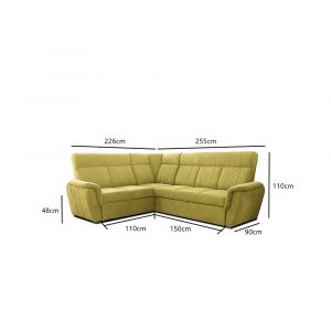 SELLY MUSTARD LARGE CORNER SOFA DIMENTION