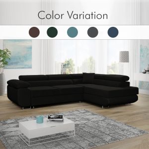 LIDO Black Corner Sofa Bed Large Colors Variations