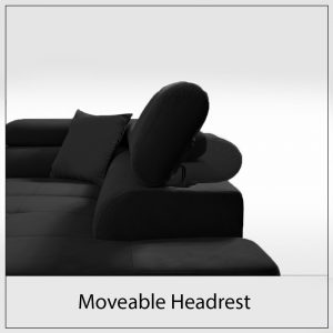 LIDO Black Corner Sofa Bed moveable headrest