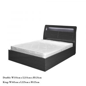 RUGBY BLACK HIGH GLOSS BED Dimensions