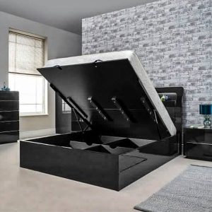 RUGBY BLACK HIGH GLOSS BED STORAGE