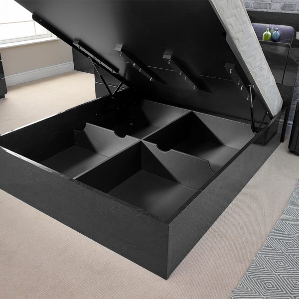 RUGBY BLACK HIGH GLOSS BED STORAGE SPACE