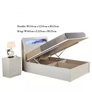 RUGBY WHITE HIGH GLOSS BED STORAGE